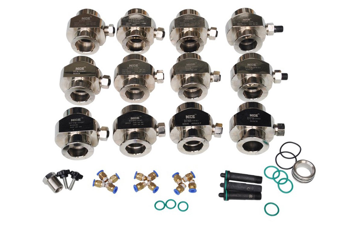 A set of adapters for testing the large vehicle "e.g. truck" CR injectors